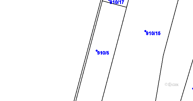 Parcela st. 910/5 v KÚ Křimice, Katastrální mapa