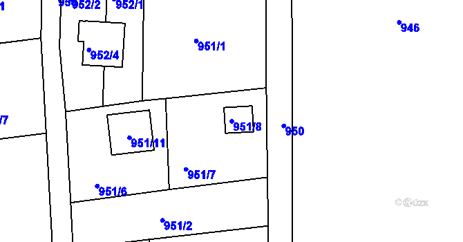 Parcela st. 951/8 v KÚ Křimice, Katastrální mapa