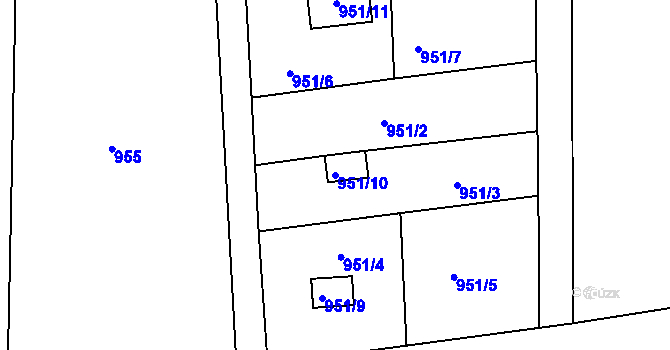Parcela st. 951/10 v KÚ Křimice, Katastrální mapa