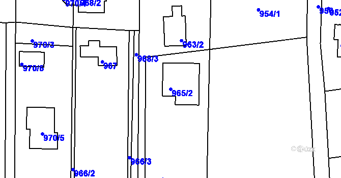 Parcela st. 965/2 v KÚ Křimice, Katastrální mapa