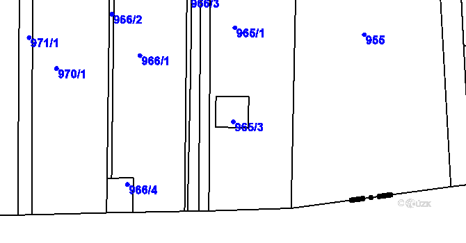 Parcela st. 965/3 v KÚ Křimice, Katastrální mapa