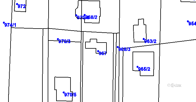 Parcela st. 967 v KÚ Křimice, Katastrální mapa