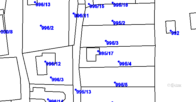 Parcela st. 995/17 v KÚ Křimice, Katastrální mapa