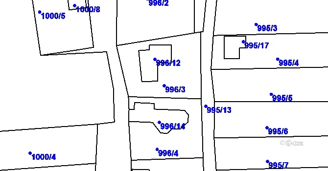 Parcela st. 996/3 v KÚ Křimice, Katastrální mapa