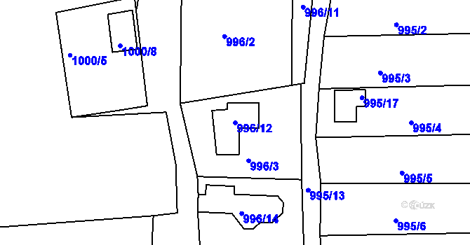 Parcela st. 996/12 v KÚ Křimice, Katastrální mapa