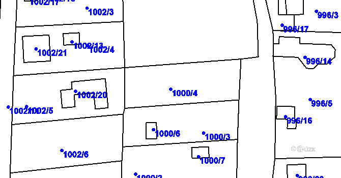 Parcela st. 1000/4 v KÚ Křimice, Katastrální mapa