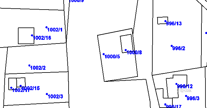 Parcela st. 1000/5 v KÚ Křimice, Katastrální mapa