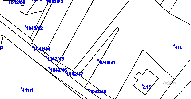 Parcela st. 1041/10 v KÚ Křimice, Katastrální mapa