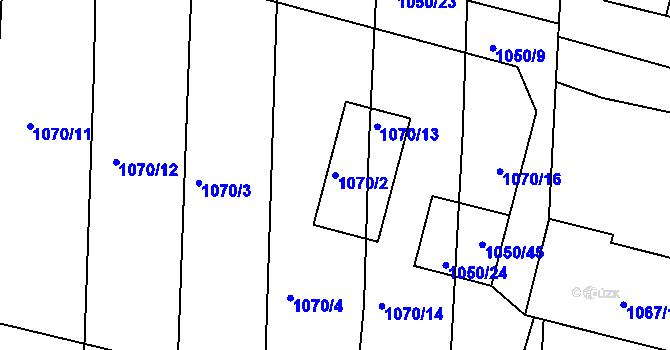 Parcela st. 1070/2 v KÚ Křimice, Katastrální mapa