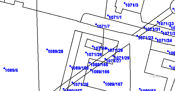 Parcela st. 1071/4 v KÚ Křimice, Katastrální mapa