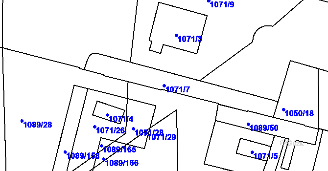 Parcela st. 1071/7 v KÚ Křimice, Katastrální mapa