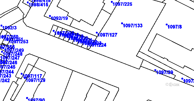 Parcela st. 1097/36 v KÚ Křimice, Katastrální mapa