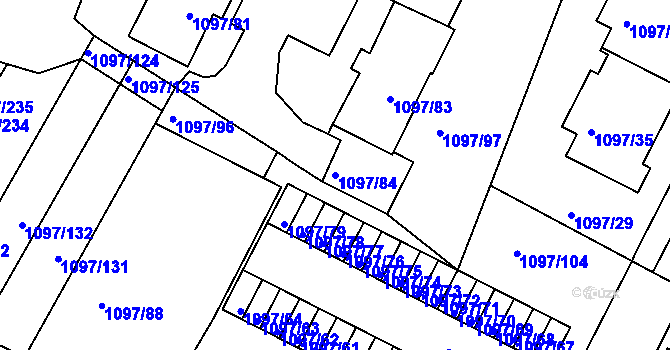 Parcela st. 1097/84 v KÚ Křimice, Katastrální mapa