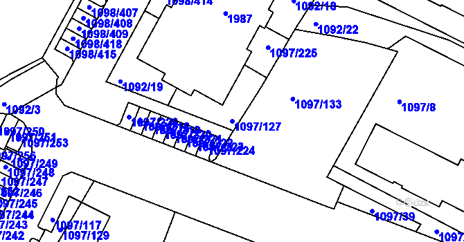 Parcela st. 1097/127 v KÚ Křimice, Katastrální mapa