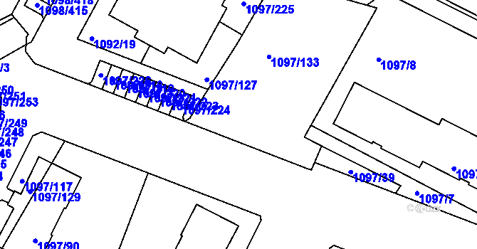 Parcela st. 1097/143 v KÚ Křimice, Katastrální mapa
