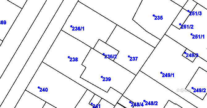 Parcela st. 236/2 v KÚ Křimice, Katastrální mapa