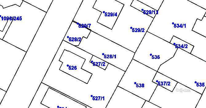 Parcela st. 528/1 v KÚ Křimice, Katastrální mapa