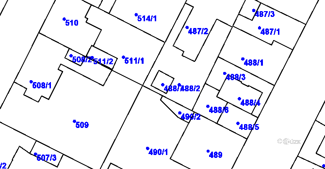 Parcela st. 488/7 v KÚ Křimice, Katastrální mapa