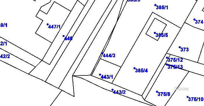 Parcela st. 444/3 v KÚ Křimice, Katastrální mapa