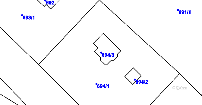 Parcela st. 694/3 v KÚ Křimice, Katastrální mapa
