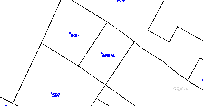 Parcela st. 598/4 v KÚ Křimice, Katastrální mapa