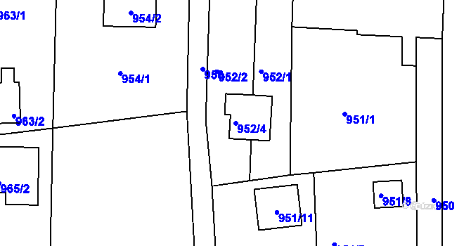 Parcela st. 952/4 v KÚ Křimice, Katastrální mapa