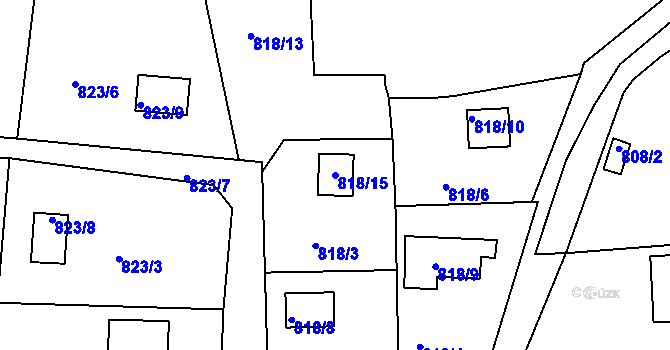 Parcela st. 818/15 v KÚ Křimice, Katastrální mapa