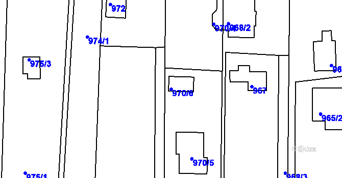 Parcela st. 970/6 v KÚ Křimice, Katastrální mapa