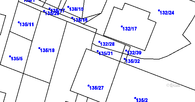 Parcela st. 135/31 v KÚ Křimice, Katastrální mapa