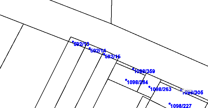 Parcela st. 592/15 v KÚ Křimice, Katastrální mapa
