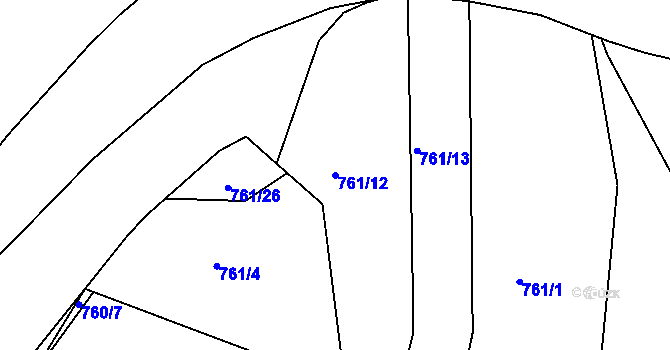 Parcela st. 761/12 v KÚ Křimice, Katastrální mapa
