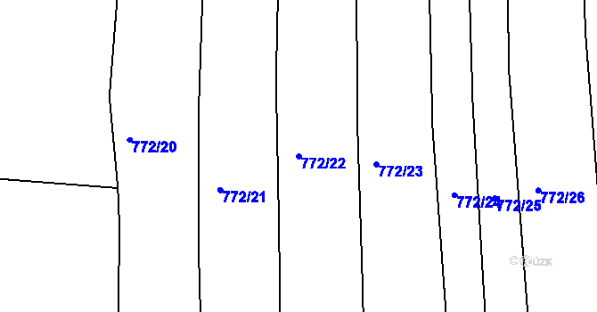 Parcela st. 772/22 v KÚ Křimice, Katastrální mapa