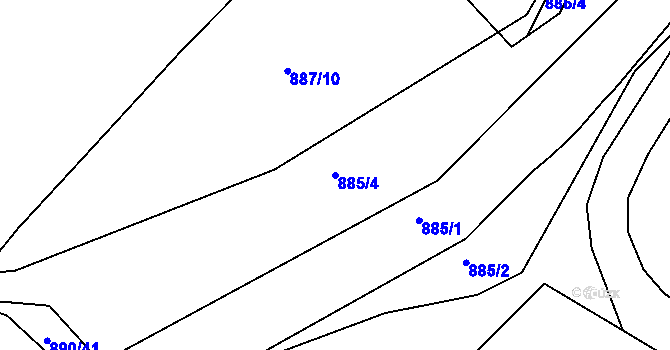 Parcela st. 885/4 v KÚ Křimice, Katastrální mapa