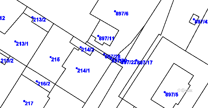 Parcela st. 897/28 v KÚ Křimice, Katastrální mapa