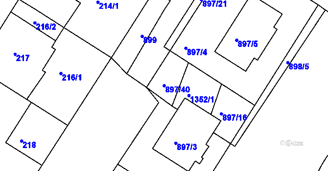 Parcela st. 897/40 v KÚ Křimice, Katastrální mapa