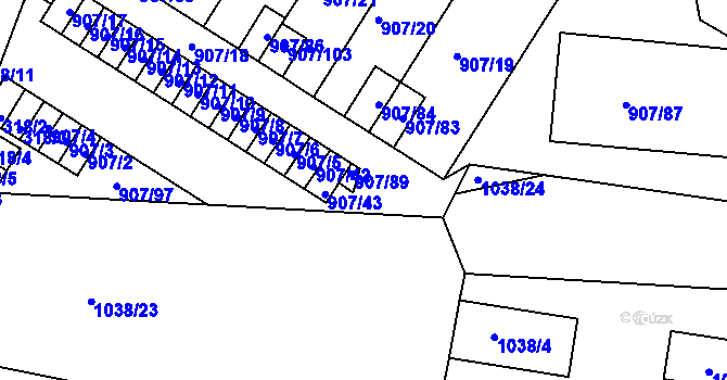 Parcela st. 907/91 v KÚ Křimice, Katastrální mapa