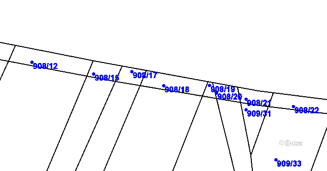 Parcela st. 908/18 v KÚ Křimice, Katastrální mapa