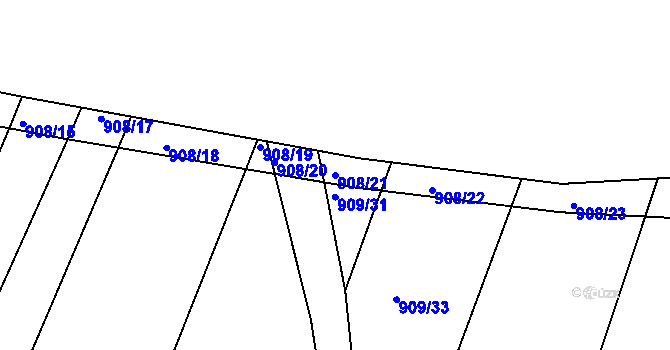 Parcela st. 908/21 v KÚ Křimice, Katastrální mapa