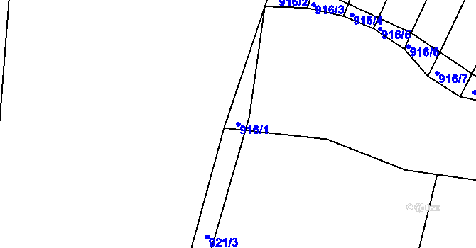 Parcela st. 916/1 v KÚ Křimice, Katastrální mapa