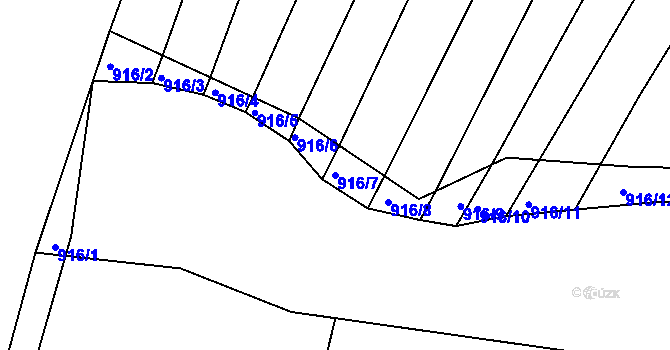 Parcela st. 916/7 v KÚ Křimice, Katastrální mapa