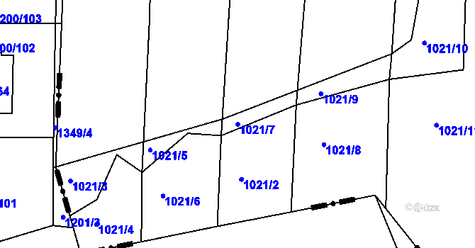 Parcela st. 1021/7 v KÚ Křimice, Katastrální mapa