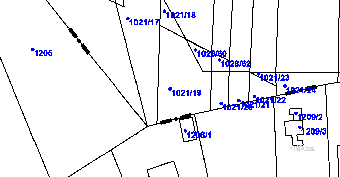 Parcela st. 1021/19 v KÚ Křimice, Katastrální mapa