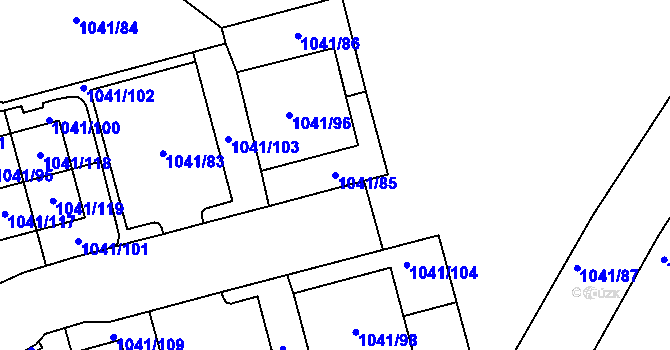 Parcela st. 1041/85 v KÚ Křimice, Katastrální mapa