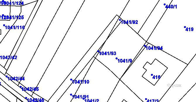 Parcela st. 1041/93 v KÚ Křimice, Katastrální mapa