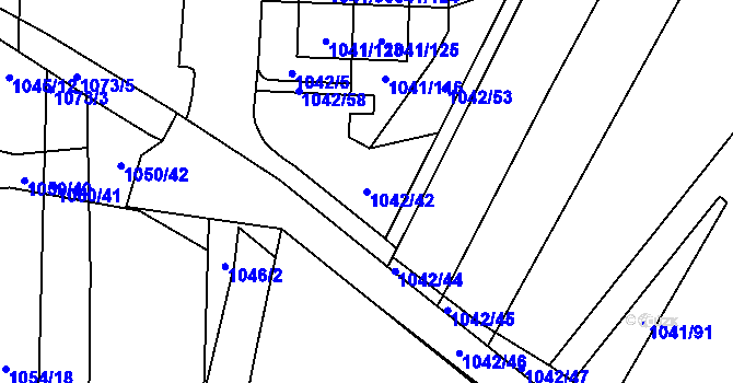 Parcela st. 1042/42 v KÚ Křimice, Katastrální mapa