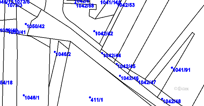 Parcela st. 1042/44 v KÚ Křimice, Katastrální mapa