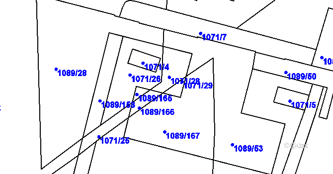 Parcela st. 1071/27 v KÚ Křimice, Katastrální mapa