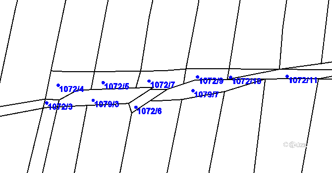 Parcela st. 1072/8 v KÚ Křimice, Katastrální mapa