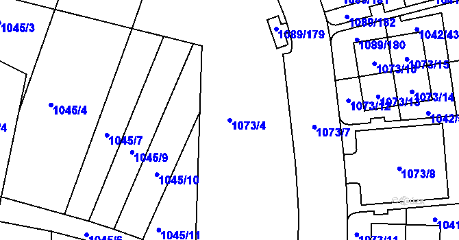 Parcela st. 1073/4 v KÚ Křimice, Katastrální mapa