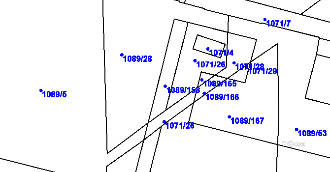 Parcela st. 1089/158 v KÚ Křimice, Katastrální mapa